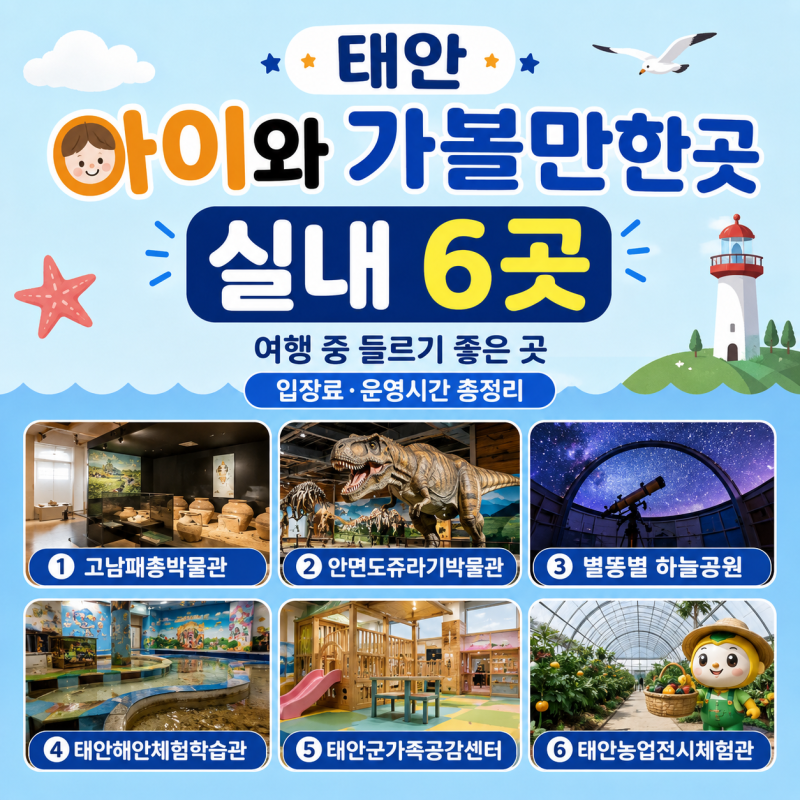 태안 아이와 가볼만한곳｜여행 중 들르기 좋은 실내 코스 6 (입장료·운영시간 총정리)