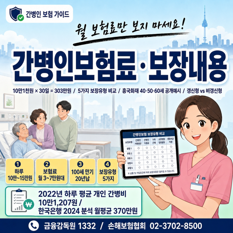 간병인 보험료 비용｜월 가격과 추천 가입기준