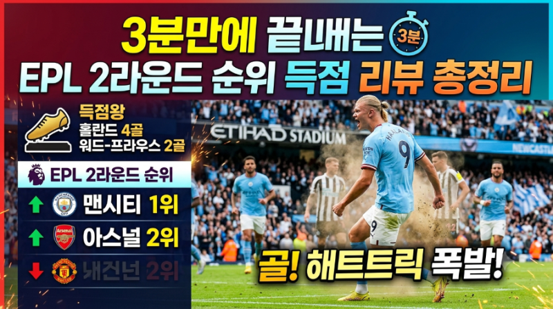 3분만에 끝내는 EPL 2라운드 순위 득점 리뷰 총정리