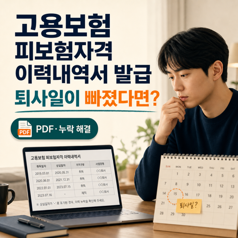 고용보험 피보험자격 이력내역서 발급, 퇴사일이 빠졌다면?