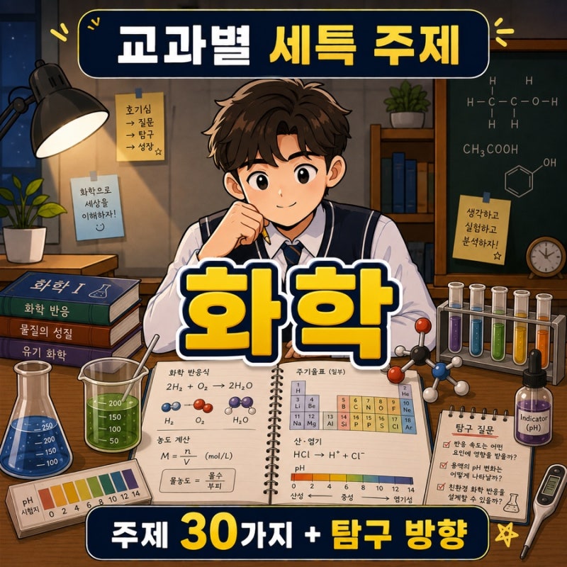 고등학교 화학 세특 주제 30가지 + 탐구 방향