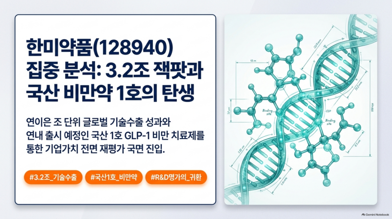 한미약품 (128940) 집중 분석: 3.2조 잭팟과 국산 비만약 1호의 탄생