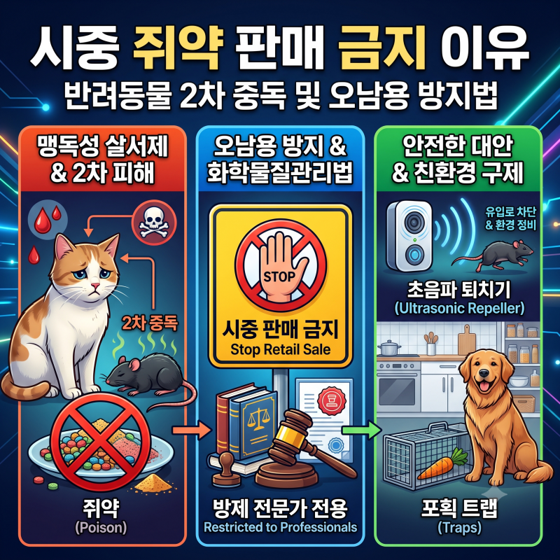 시중 쥐약 판매 금지 이유 : 반려동물 2차 중독 및 오남용 방지법