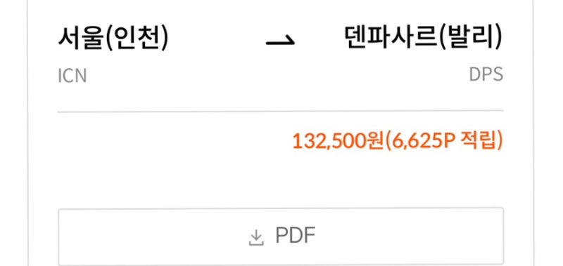 발리 항공권 금액 (대한항공 마일리지 + 제주항공 특가)