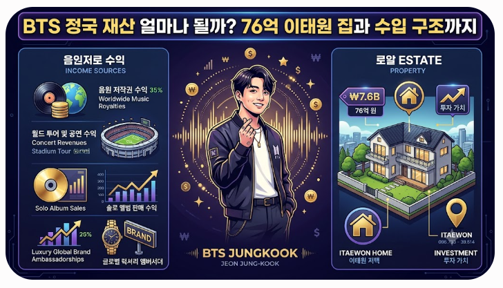 BTS 정국 재산 얼마일까 76억 이태원 집과 수입 구조까지