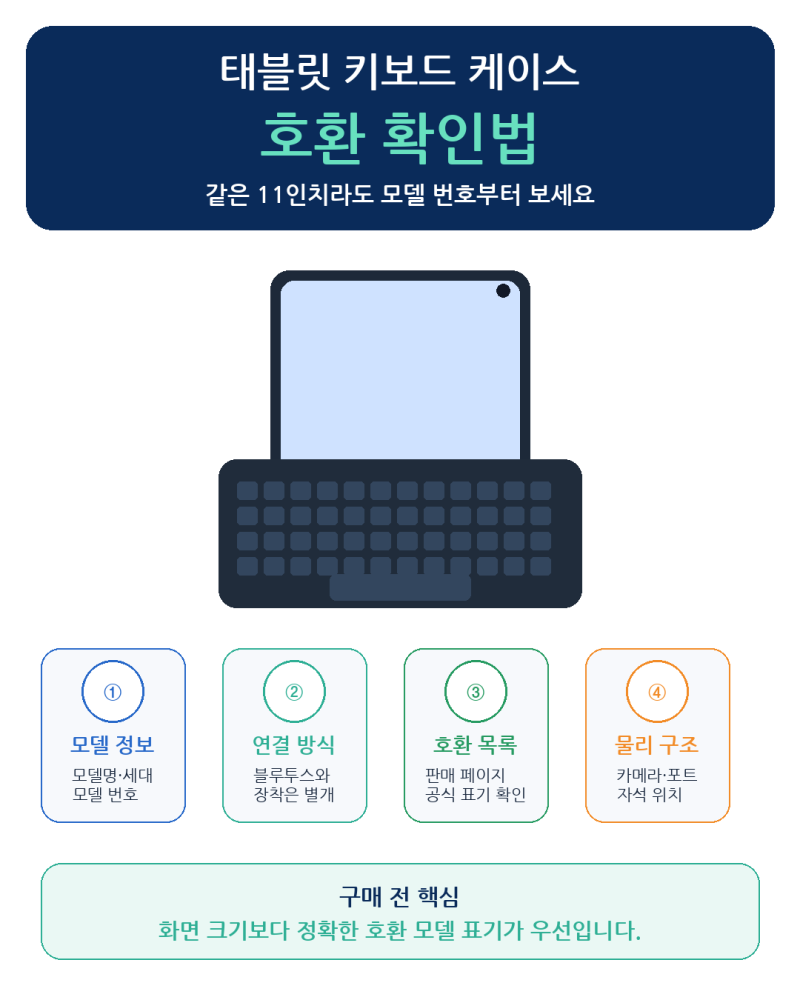 태블릿 키보드 케이스 호환 확인법, 같은 11인치라도 모델 번호부터 보세요