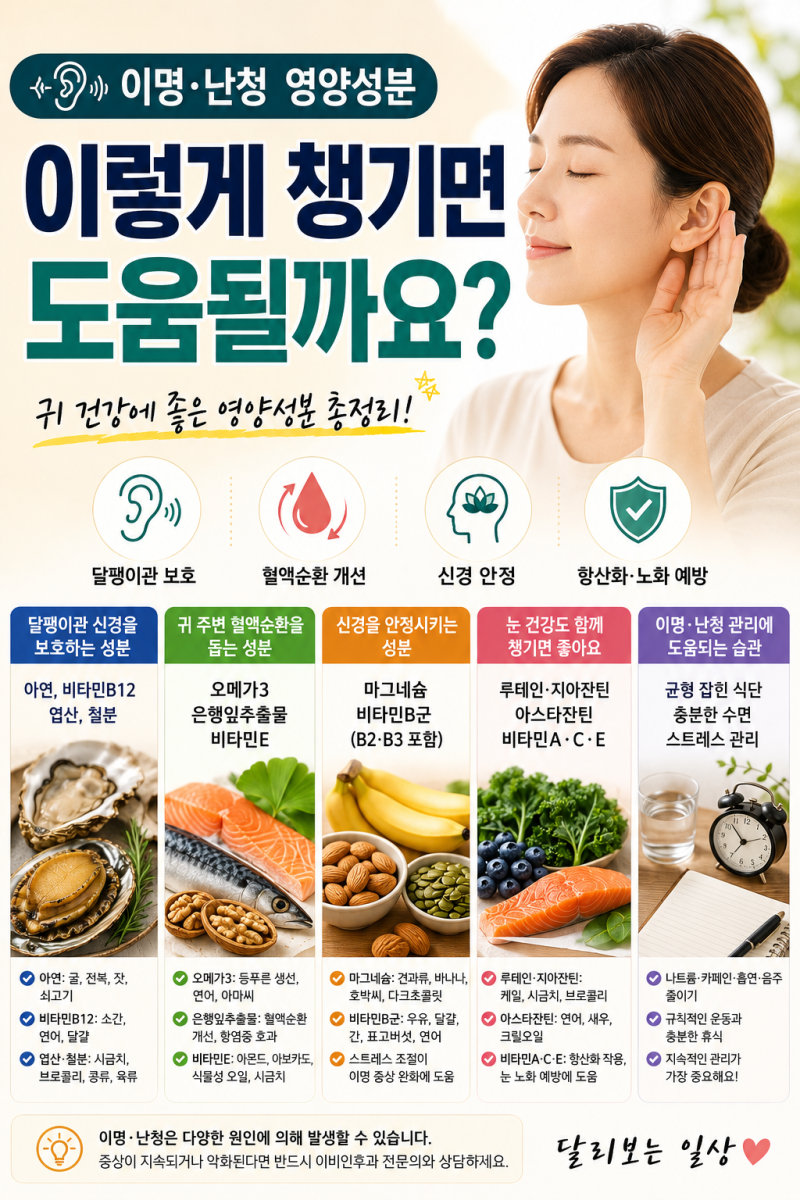 이명난청 영양성분, 이렇게 챙기면 도움될까요?
