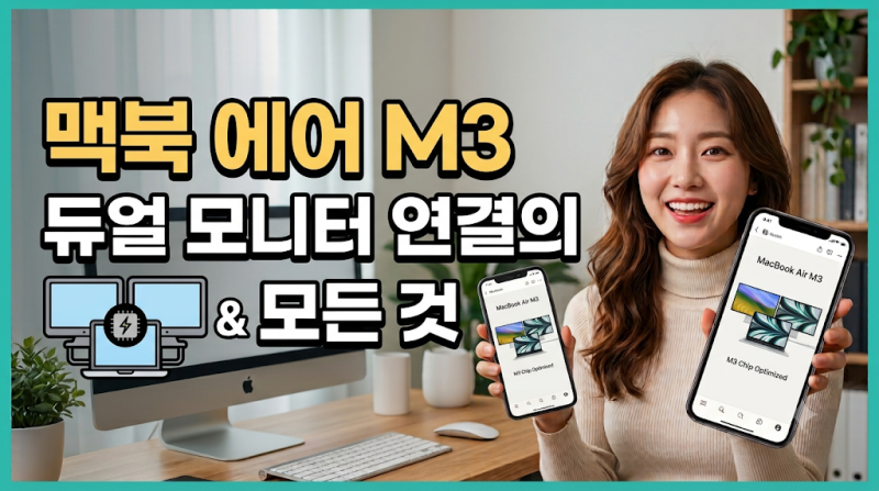 맥북 에어 M3 듀얼 모니터 연결의 모든 것  왜 덮개를 닫아야만 화면 2개가 켜질까?