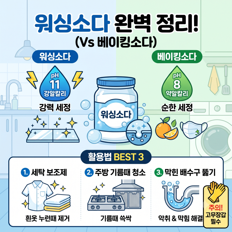 워싱소다 사용법 찌든때 제거? 세탁 청소 활용법