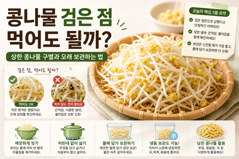 콩나물 검은 점 먹어도 될까? 상한 콩나물 구별과 오래 보관하는 법