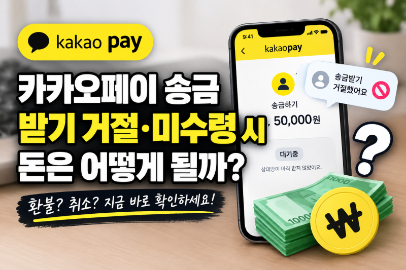 카카오페이 송금받기 거절·미수령 시 돈은 어떻게 될까? 환불과 취소 방법 정리