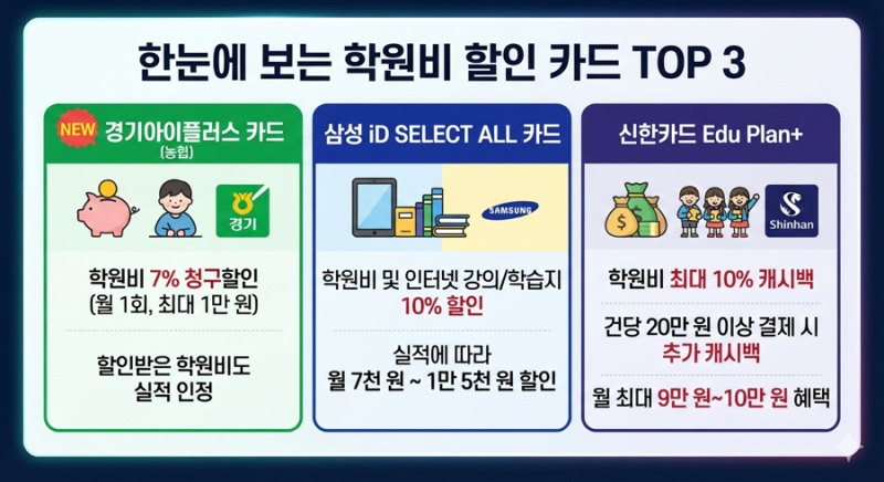 학원비 실적 포함될까? 경기아이플러스 발급방법부터 신한·삼성카드 완벽 비교