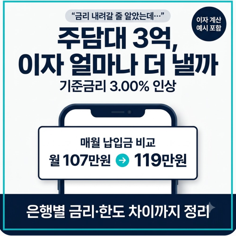 주담대 금리 3억 대출 이자 얼마? 월 상환액 직접 계산해보니