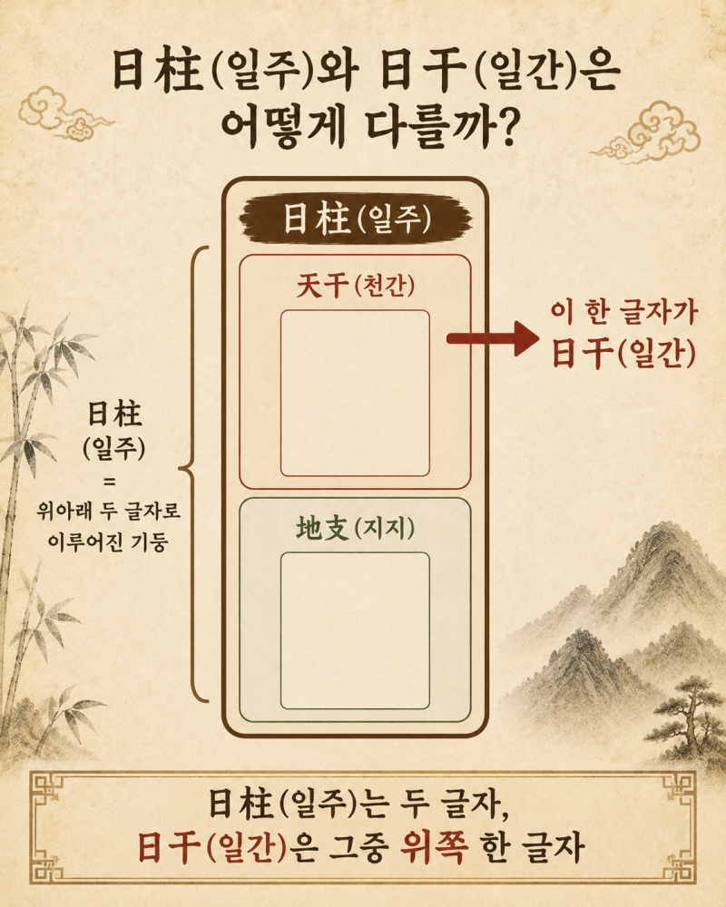 내 사주에서 일간 찾는 법, 네 기둥부터 직접 확인해보기