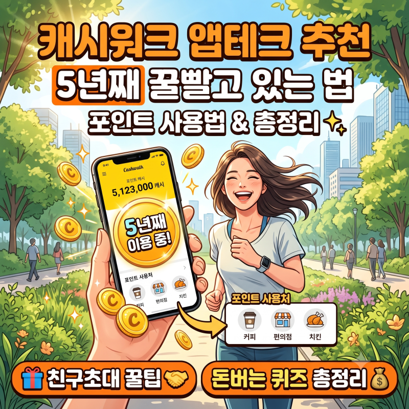 캐시워크 앱테크 만보기어플 돈버는앱 추천 포인트 사용법 5년째 꿀빨고 있는 법 & 친구초대 ....