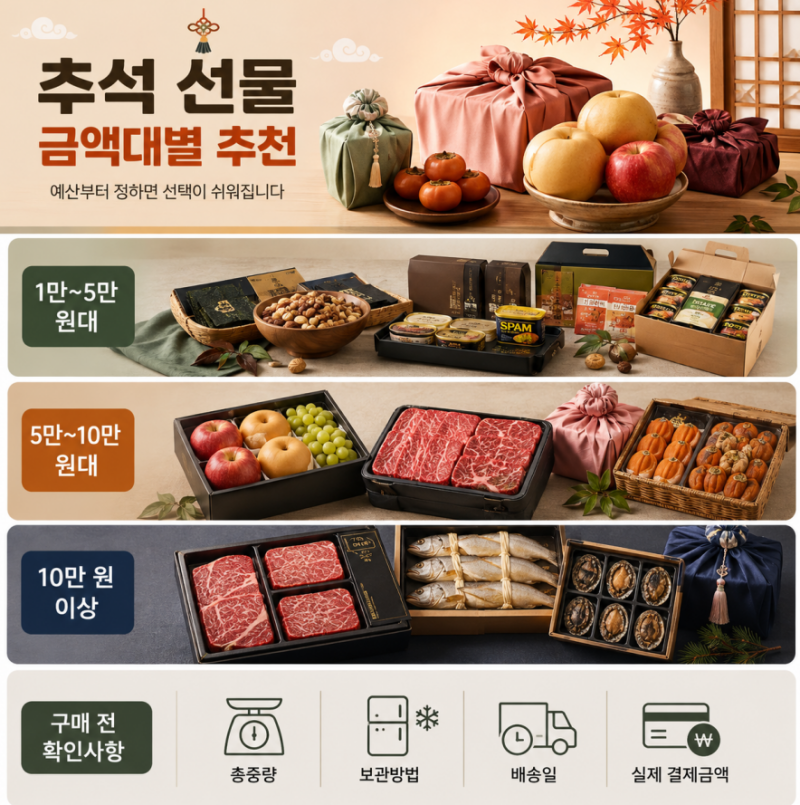 추석 선물 추천 금액대별 정리, 1만원대부터 20만원 이상까지