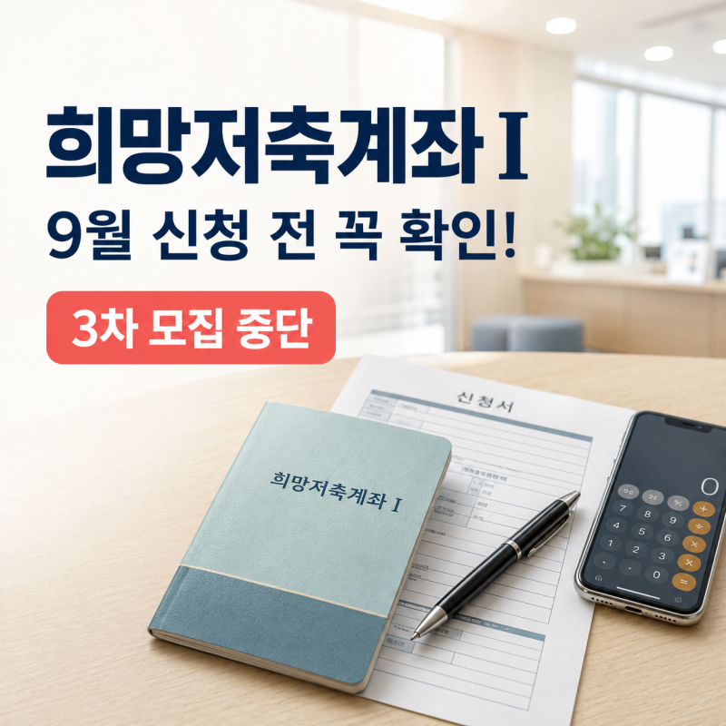 희망저축계좌Ⅰ 9월 신청하려고 했다면 꼭 확인! 3차 모집 중단과 재개 가능성