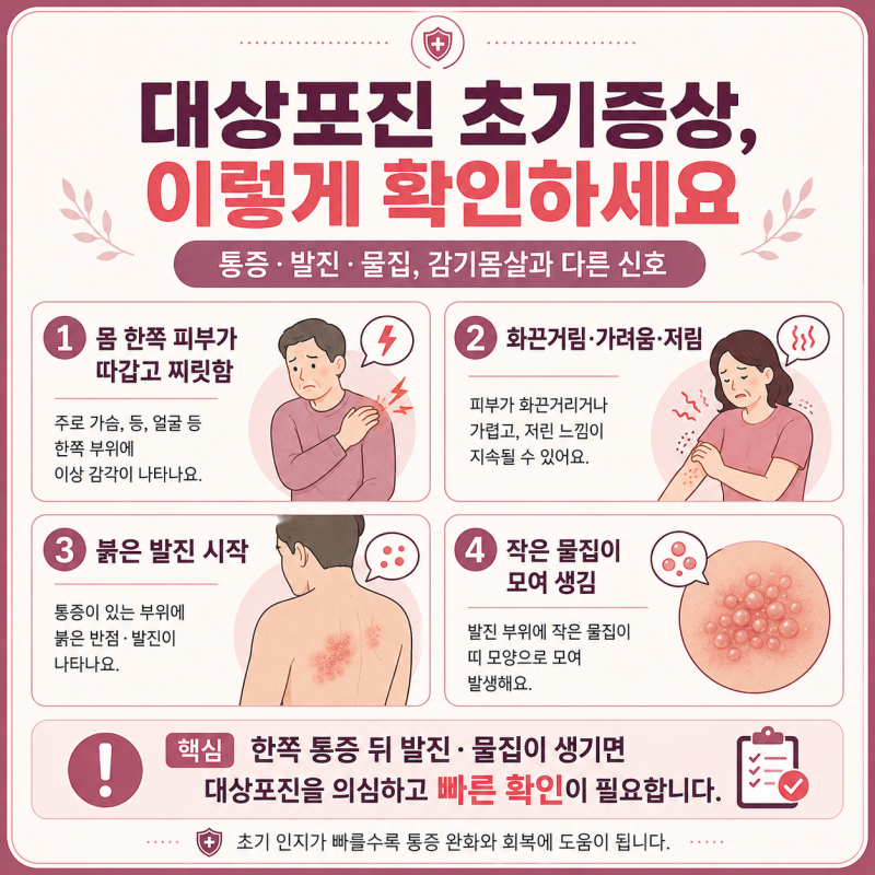 대상포진 초기증상 통증 발진, 감기몸살과 다른 신호 정리