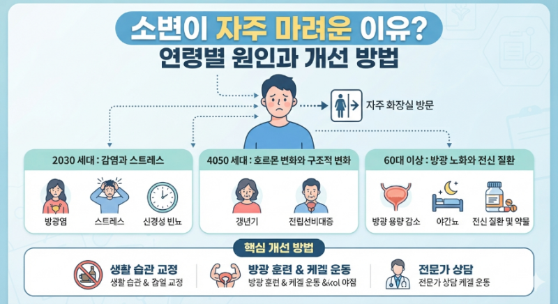 소변이 자주 마려운 이유? 연령별 원인부터 확실한 개선 방법까지
