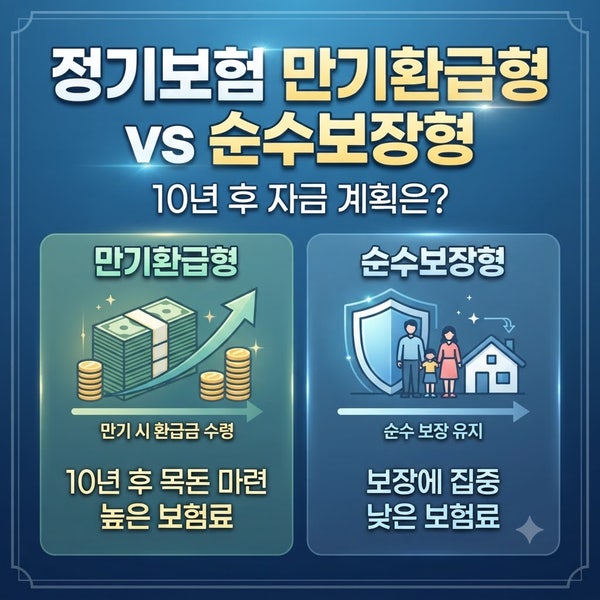 정기보험 만기환급형 vs 순수보장형, 10년 후 자금 계획은?