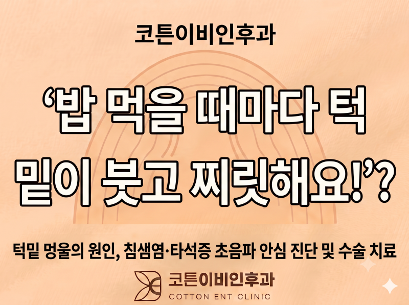 [코튼이비인후과/신길동/신풍/영등포] "밥 먹을 때마다 턱 밑이 붓고 아파요!" 침샘염과 타석....