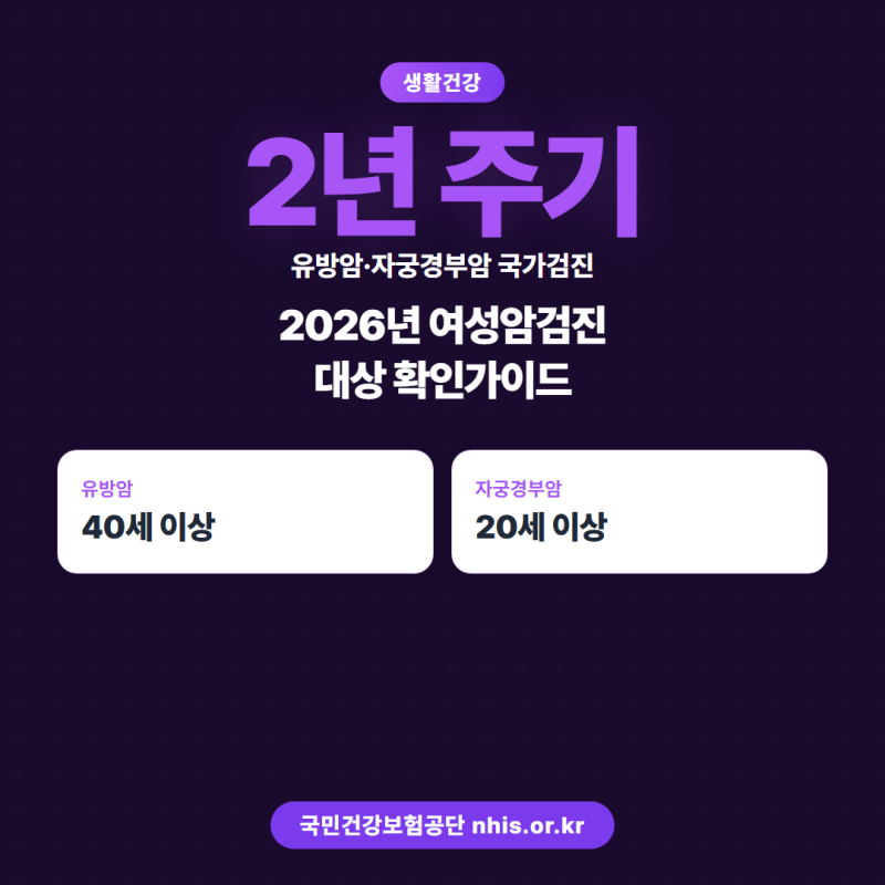 [정보]올해 유방암·자궁경부암 무료검진 대상인지 2분만에 확인하세요.