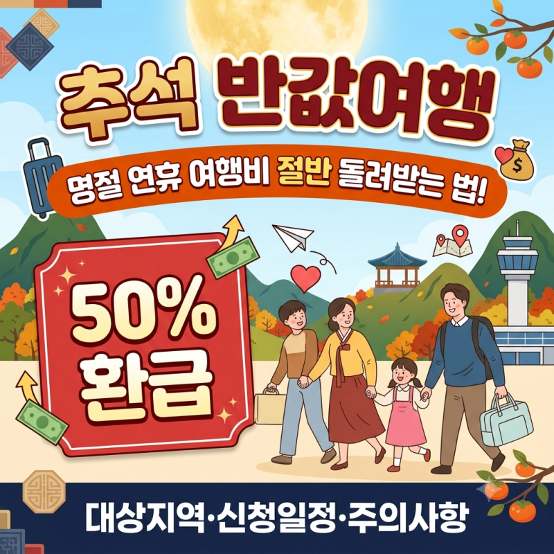 [추석 반값여행] 명절 연휴 여행비 50% 돌려받는 법! 대상지역·신청일정·주의사항