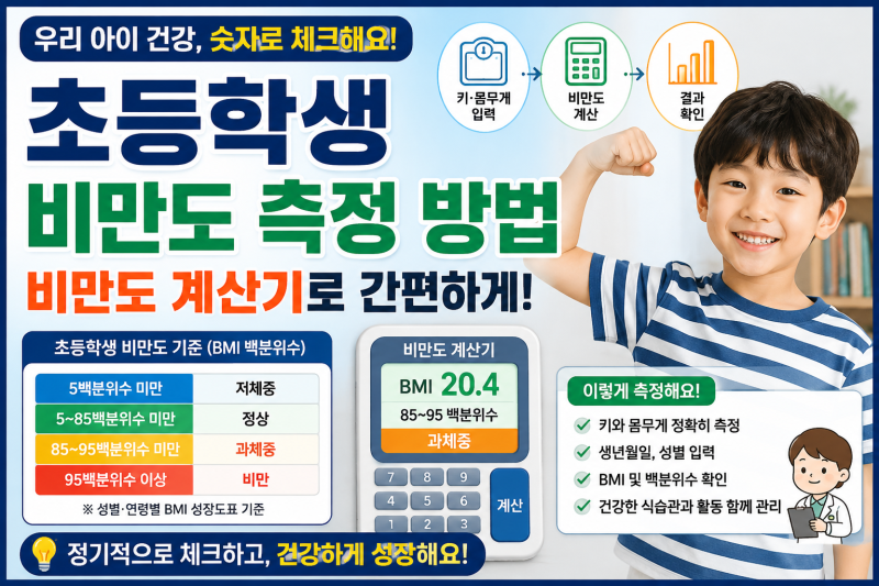 초등학생 비만도 측정 방법, 비만도 계산기로 간편하게