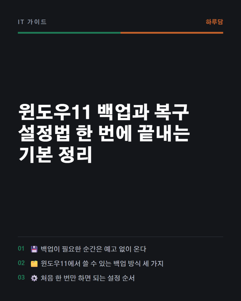 윈도우11 백업과 복구 설정법 한 번에 끝내는 기본 정리