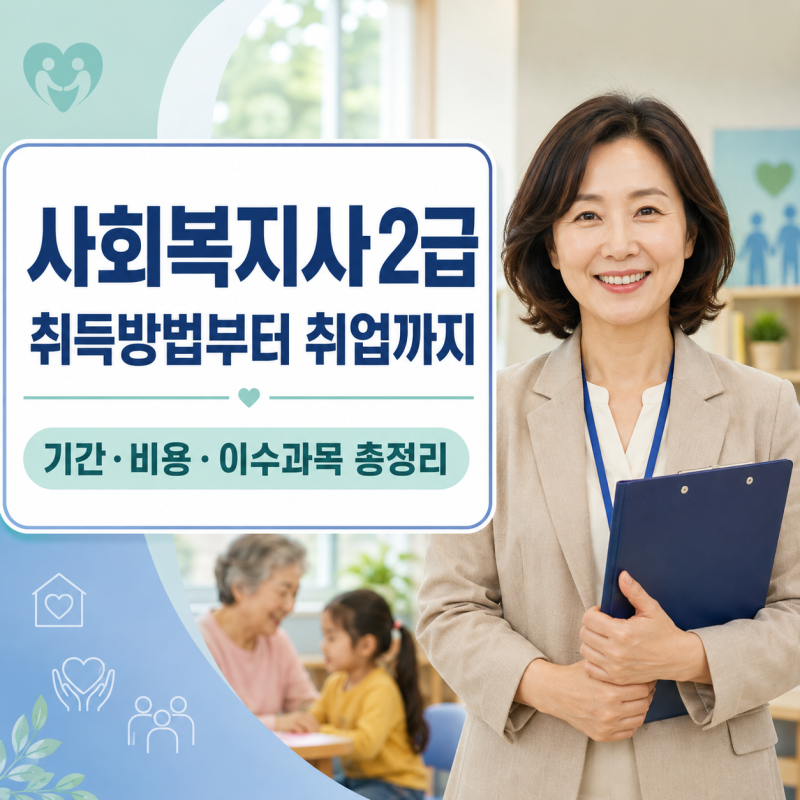 사회복지사 2급 자격증 취득방법 및 취업 가이드 총정리(+시험 실습·취득 기간·비용·학점은....