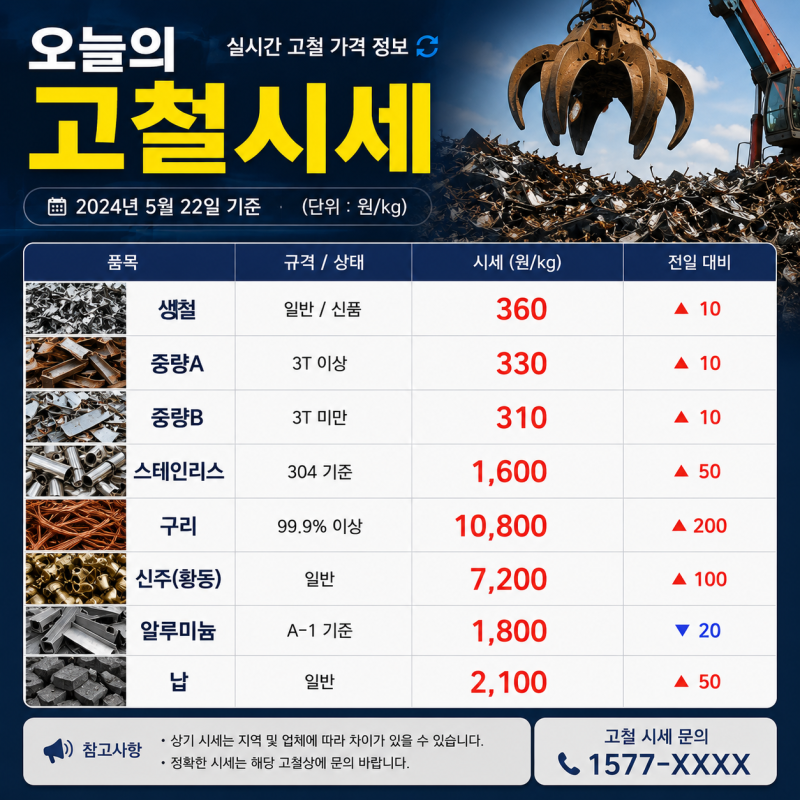 고철시세 1KG 가격 확인하기
