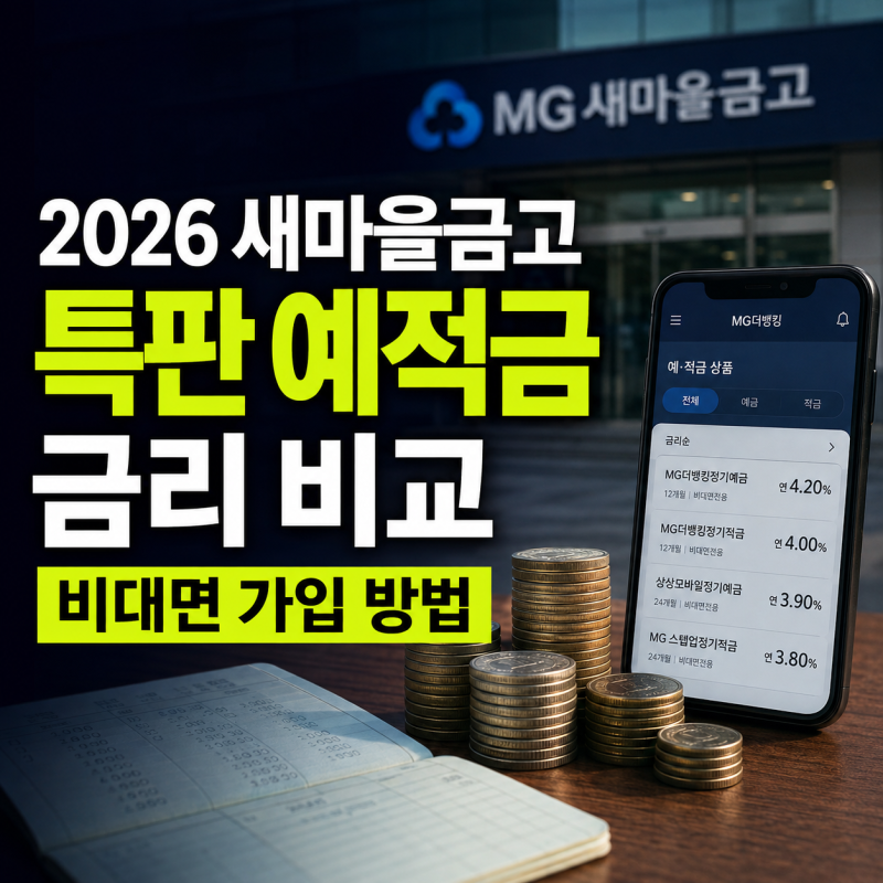 2026년 새마을금고 예금 적금 특판 금리 비교 및 비대면 가입 방법