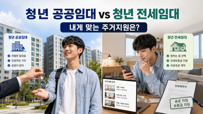청년 공공임대주택과 청년 전세임대 차이｜조건·보증금·월세·신청방법