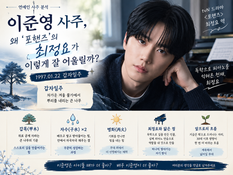 이준영 사주, 왜 〈포핸즈〉 최정요가 이렇게 어울릴까?