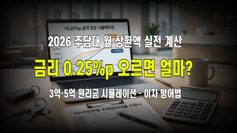 대출금리 0.25%p 오르면 내 월 상환금 얼마나 늘어날까? (대출 잔액별·만기별 주담대 실전 계....