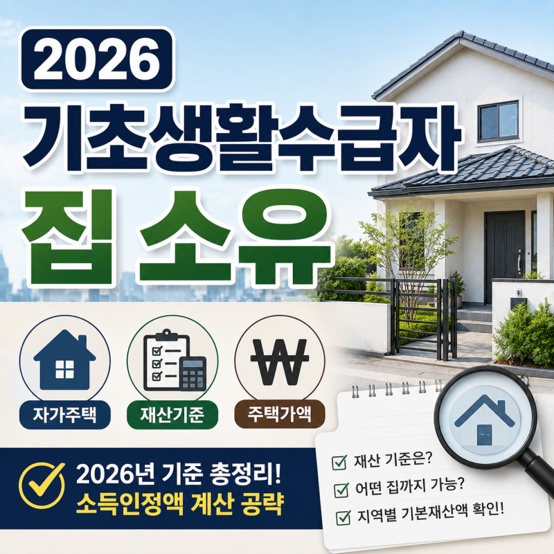 2026 기초생활수급자 집 소유(자가주택, 재산기준, 주택가액)