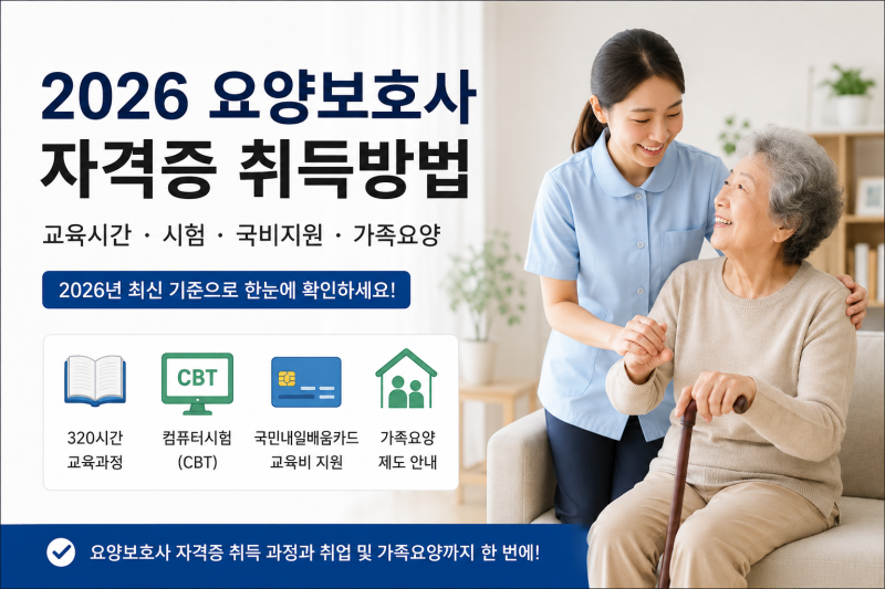 요양보호사 자격증 취득방법 (교육시간·시험·국비지원·가족요양)