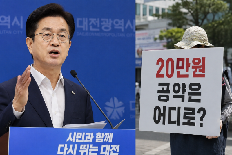 허태정 대전시장, 취임 두 달 만에 공약 사실상 철회 논란,“20만 원 약속 어디로 갔나”