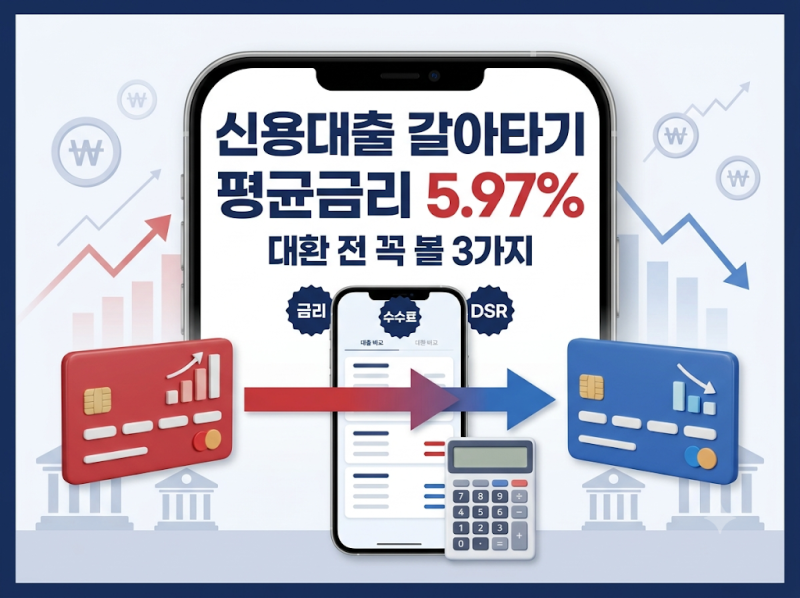 신용대출 갈아타기 지금 해도 될까? 평균금리 5.97% 대환 전 꼭 볼 3가지