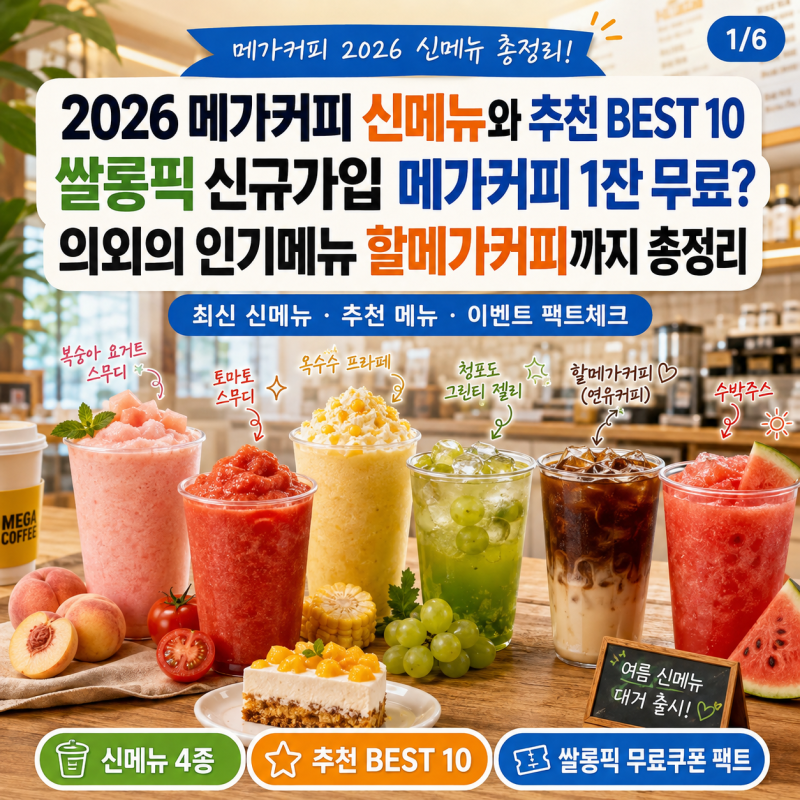 ☕ 2026 메가커피 신메뉴와 추천 BEST 10 쌀롱픽 신규가입 메가커피 1잔 무료? 의외의 인기메뉴 ....