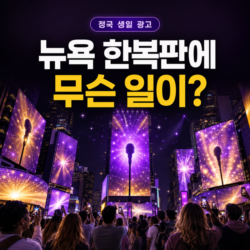 정국 생일에 뉴욕 한복판이 난리 난 이유, 576 숫자를 보고 놀랐어요
