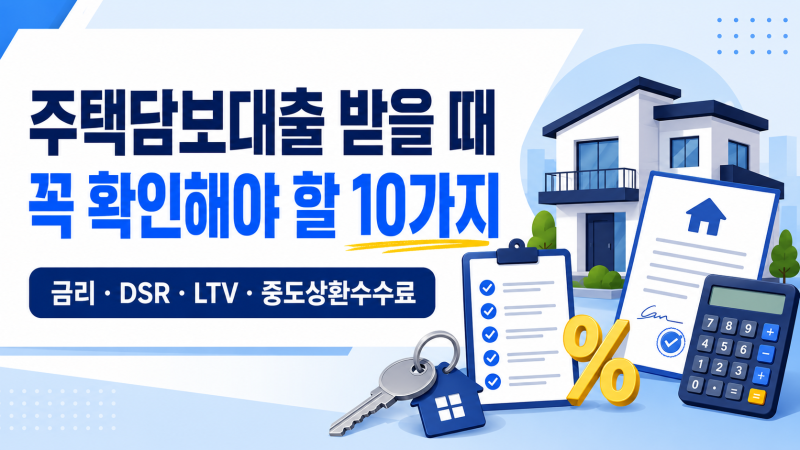 주택 담보대출받을 때 꼭 확인해야 할 10가지｜금리· DSR · LTV부터 중도상환수수료까지