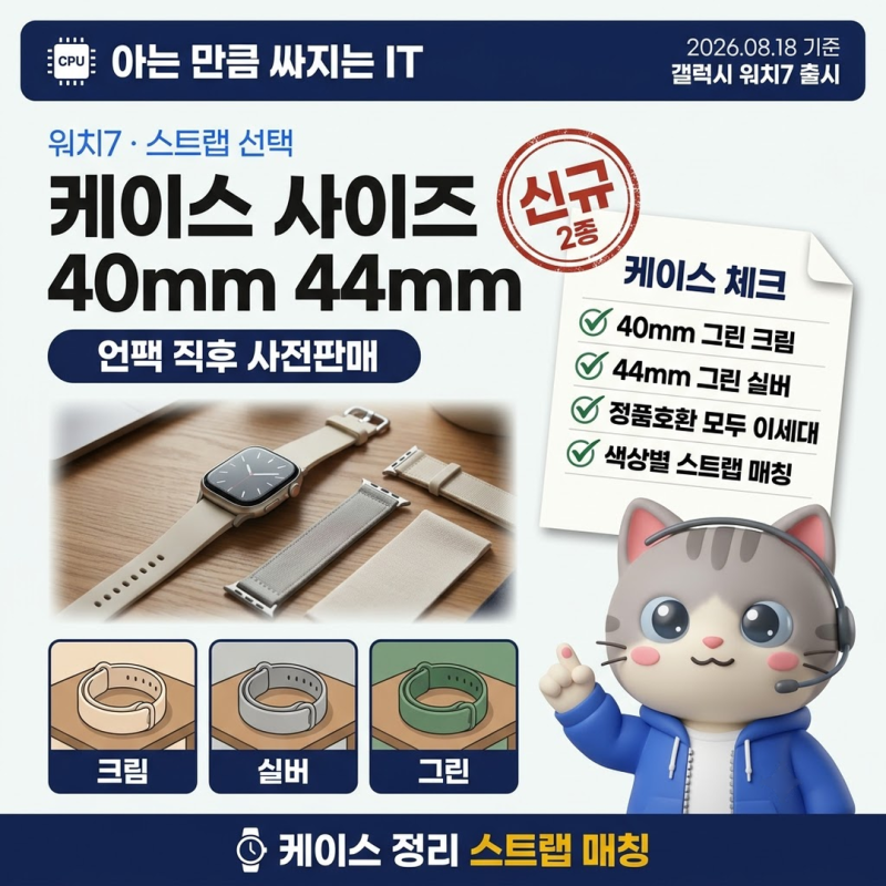 갤럭시워치7스트랩 선택 기준, 40mm 44mm 케이스와 출시 가격