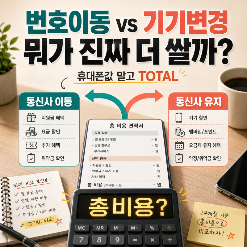 번호이동 기기변경 차이, 휴대폰값보다 먼저 계산할 것이 있습니다