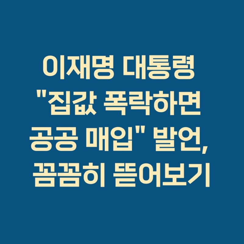 이재명 대통령 "집값 폭락하면 공공 매입" 발언, 꼼꼼히 뜯어보기