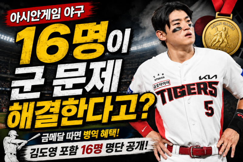 2026 아시안게임 야구, 금메달 따면 군 문제 해결? 김도영 포함 16명에게 걸린 병역 혜택