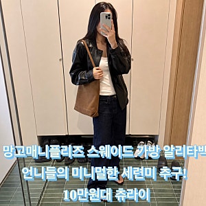 망고매니플리즈 스웨이드 가방 알리타백 언니들의 미니멀한 세련미 추구 10만원대