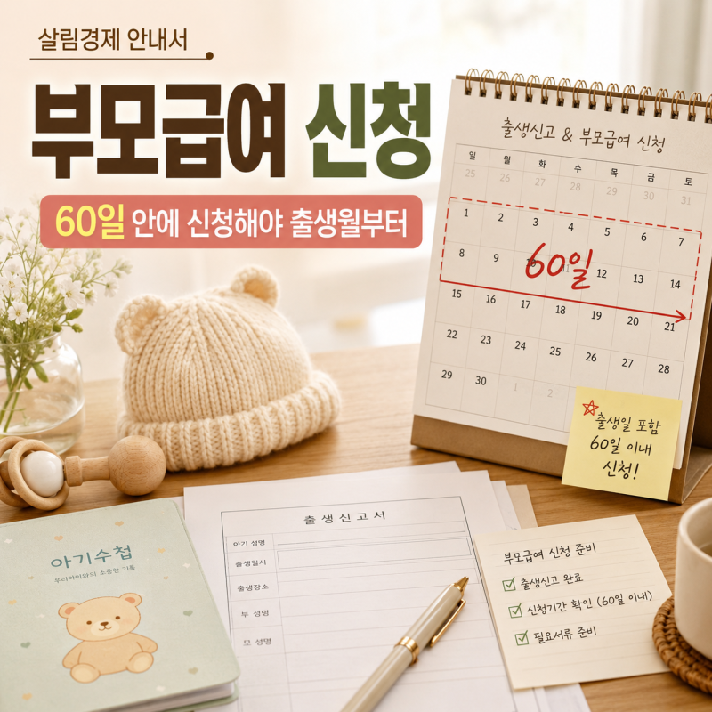 부모급여 신청, 60일 넘기면 100만원이 사라집니다 — 금액·기한·차액 정리