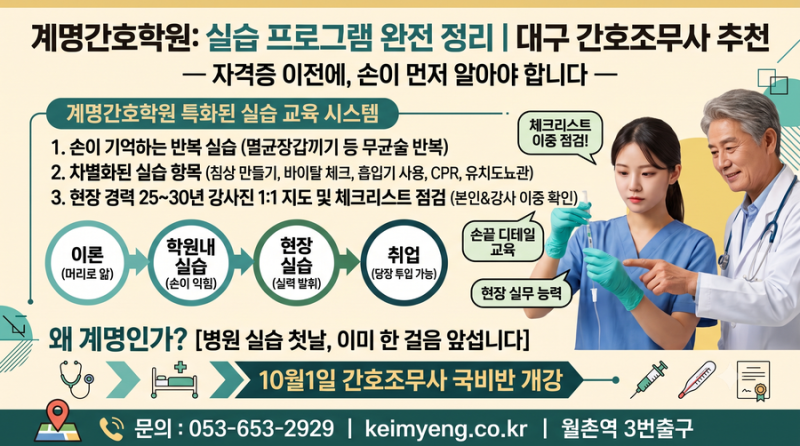 간호조무사 국비반 개강- 계명간호학원 실습 프로그램 완전 정리 | 대구 간호 학원 추천