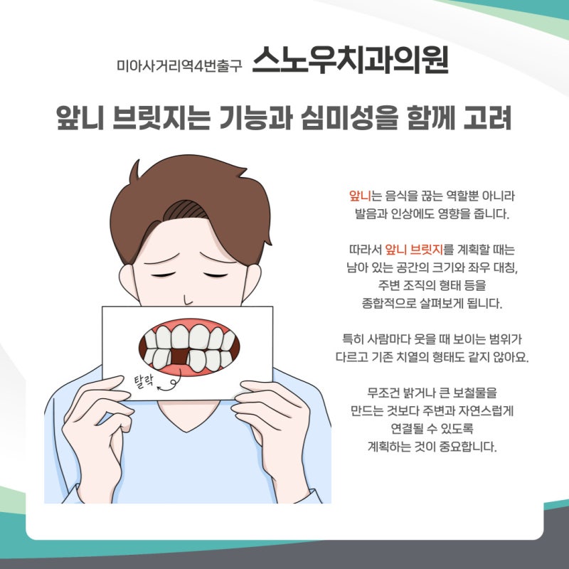 미아사거리 앞니 브릿지치료 어금니 임플란트 선택 기준과 가격